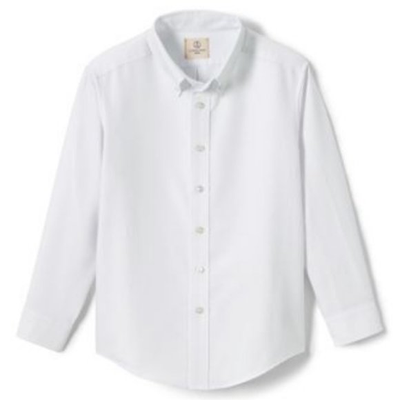 NWT LANDS' END BOYS LONG SLEEVE OXFORD DRESS SHIRT WHITE 8 - Picture 1 of 6